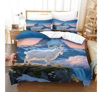 EMYXPAQM Housse De Couette Bouquetin des Alpes Microfibre Ultra-Douce Parure De Lit Imprimée Glacier 3D avec Fermeture Éclair & Taies d'oreiller pour Enfants Garçons Filles Super King(260x220cm)