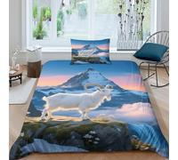 EMYXPAQM Housse De Couette Bouquetin des Alpes Microfibre Ultra-Douce Parure De Lit Motif Glacier 3D avec Fermeture Éclair & Taies d'oreiller pour Enfants Garçons Filles Single(135x200cm)