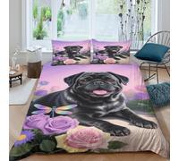 EMYXPAQM Housse De Couette Carlin Microfibre Douce Parure De Lit Impression 3D Buisson de Roses avec Fermeture Éclair & Taies d'oreiller Cadeau Fête Anniversaire Double(200x200cm)