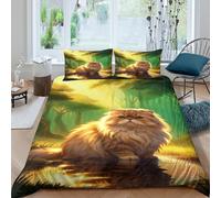 EMYXPAQM Housse De Couette Chat Persan Microfibre Ultra-Douce 3D Parure De Lit Imprimée Bois avec Fermeture Éclair & Taies d'oreiller Cadeau Fête Anniversaire King（220x240cm）
