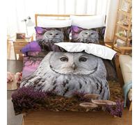 EMYXPAQM Housse De Couette Chouette Effraie Microfibre Ultra Douce Parure De Lit Imprimée Chêne avec Taie d'oreiller pour Étudiants Et Jeunes Adultes Single（140x200cm）