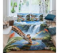 EMYXPAQM Housse De Couette Girafe Microfibre Parure De Lit Impression 3D Rainbow Cascade avec Fermeture Éclair & Taie d'oreiller pour Garçons, Adolescents King(220x240cm)