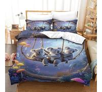EMYXPAQM Housse De Couette Koalas Microfibre Set De Lit 3 Pièces Trois Koalas Balançant avec Taies d'oreiller pour Adulte Enfant King（220x240cm）