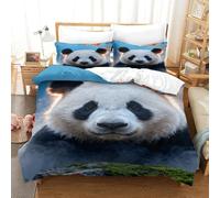 EMYXPAQM Housse De Couette Panda Microfibre Ultra-Douce 3D Parure De Lit Imprimée Toundra avec Fermeture Éclair & Taie d'oreiller pour Garçons, Adolescents Super King（260x220cm）