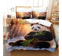 EMYXPAQM Housse De Couette Panda Microfibre Ultra-Douce 3D Parure De Lit Motif Snow-Covered Bois avec Fermeture Éclair & Taie d'oreiller Cadeau Fête Anniversaire Super King（260x220cm）