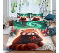 EMYXPAQM Housse De Couette Panda Roux Microfibre 3D Parure De Lit Imprimée Nébuleuse Tourbillonnante avec Fermeture Éclair & Taie d'oreiller pour Adulte Enfant King（220x240cm）