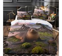 EMYXPAQM Housse De Couette Phoque Microfibre Ultra Douce Parure De Lit Imprimée Forêt de Mangrove avec Taies d'oreiller Qualité Hôtelière Et Facile d'entretien Super King（260x220cm）