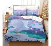 EMYXPAQM Housse De Couette Pygargue à Tête Blanche Microfibre Ultra-Douce Parure De Lit Imprimée Glacier 3D avec Fermeture Éclair & Taies d'oreiller pour Enfant Fille Single(140x200cm)