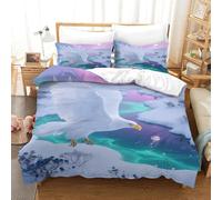 EMYXPAQM Housse De Couette Pygargue à Tête Blanche Microfibre Ultra-Douce Parure De Lit Imprimée Glacier 3D avec Fermeture Éclair & Taies d'oreiller pour Garçons, Adolescents Super King(260x220cm)