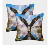 EMYXPAQM Housse De Coussin Aigle Lot De 2, Polyester Doux Housses De Coussin De Canapé Décoratif Taie d'oreiller pour Salon Chambre Fauteuil Lit 45x45cm
