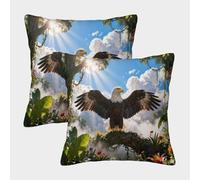 EMYXPAQM Housse De Coussin Aigle Lot De 2, Polyester Doux Housses De Coussin De Canapé Décoratif Taie d'oreiller pour Salon Chambre Fauteuil Lit 45x45cm