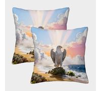 EMYXPAQM Housse De Coussin Aigle Lot De 2, Polyester Doux Housses De Coussin De Canapé Décoratif Taie d'oreiller pour Salon Chambre Fauteuil Lit 40x40cm