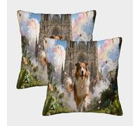 EMYXPAQM Housse De Coussin Berger Anglais Ancestral Lot De 2, Polyester Doux Housses De Coussin De Canapé Décoratif Taie d'oreiller pour Salon Chambre Fauteuil Lit 45x45cm