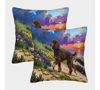 EMYXPAQM Housse De Coussin Caniche Lot De 2, Polyester Doux Housses De Coussin De Canapé Décoratif Taie d'oreiller pour Salon Chambre Fauteuil Lit 40x40cm