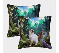 EMYXPAQM Housse De Coussin Chat Birman Lot De 2, Polyester Doux Housses De Coussin De Canapé Décoratif Taie d'oreiller pour Salon Chambre Fauteuil Lit 40x40cm