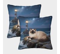 EMYXPAQM Housse De Coussin Chat Chartreux Lot De 2, Polyester Doux Housse De Coussin pour Canapé Fermeture Éclair Invisible, Taies d'oreiller Carrées pour Sofa Chambre À Coucher, 50x50cm