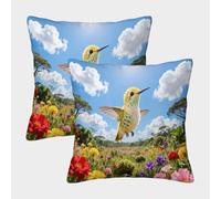 EMYXPAQM Housse De Coussin Colibri Lot De 2, Polyester Doux Housses De Coussin De Canapé Décoratif Taie d'oreiller pour Salon Chambre Fauteuil Lit 40x40cm