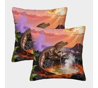 EMYXPAQM Housse De Coussin Crocodile Lot De 2, Polyester Doux Housses De Coussin De Canapé Décoratif Taie d'oreiller pour Salon Chambre Fauteuil Lit 40x40cm