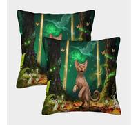 EMYXPAQM Housse De Coussin Devon Rex Lot De 2, Polyester Doux Housses De Coussin De Canapé Décoratif Taie d'oreiller pour Salon Chambre Fauteuil Lit 50x50cm