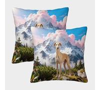 EMYXPAQM Housse De Coussin Lévrier Lot De 2, Polyester Doux Housses De Coussin De Canapé Décoratif Taie d'oreiller pour Salon Chambre Fauteuil Lit 40x40cm