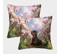 EMYXPAQM Housse De Coussin Rottweiler Lot De 2, Polyester Doux Housses De Coussin De Canapé Décoratif Taie d'oreiller pour Salon Chambre Fauteuil Lit 45x45cm