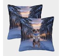 EMYXPAQM Housses De Coussin Berger Australien Lot De 2, Polyester Doux Housse De Coussin Imprimée, Taie d'oreiller Décorative Lavable, pour Sofa Canapé Chambre Chaise, 45x45cm