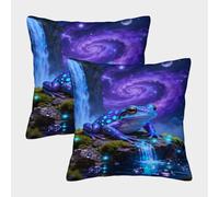 EMYXPAQM Housses De Coussin Grenouille Arbre Lot De 2, Polyester Doux Housse De Coussin Imprimée, Taies d'oreiller Carrées pour Lit Chambre Salon Canapé Chaise Voiture, 45x45cm