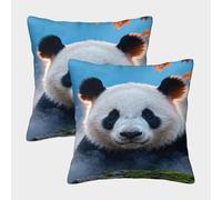 EMYXPAQM Housses De Coussin Panda Lot De 2, Polyester Doux Housse De Coussin Imprimée, Taie d'oreiller Décorative Lavable, pour Canapé Chambre Décoration, 45x45cm