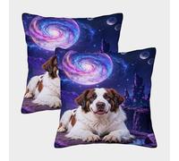 EMYXPAQM Housses De Coussin Saint-Bernard Lot De 2, Polyester Doux Housse De Coussin Imprimée, Taie d'oreiller Décorative Lavable, pour Chambre, Canapé, Chaise, Lit, 40x40cm