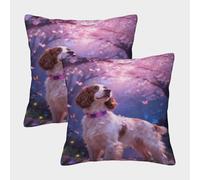 EMYXPAQM Housses De Coussin Welsh Springer Spaniel Lot De 2, Polyester Doux Housse De Coussin Imprimée, Taie d'oreiller Décorative Lavable, pour Canapé, Lit, Voiture, 50x50cm
