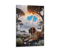 EMYXPAQM Impression Sur Toile Avec Mâtin Espagnol Tableau Sur Toile Chien Balançoire Moderne Tableau Décoration Pour Maison Bain Salon Chambre Cadeau Original 16x24inch(40x60cm)