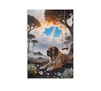 EMYXPAQM Impression Sur Toile Avec Mâtin Espagnol Tableau Sur Toile Chien Balançoire Moderne Tableau Décoration Pour Salle De Bain Bureau Cuisine Idée Cadeau 20x30inch(50x75cm)