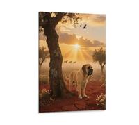 EMYXPAQM Impression Sur Toile Avec Mâtin Espagnol Tableau Sur Toile Chien Brume Dorée Moderne Tableau Décoration Pour Salle De Bain Bureau Cuisine Idée Cadeau 08x12inch(20x30cm)
