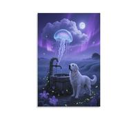 EMYXPAQM Impression Sur Toile Avec Mâtin Espagnol Tableau Sur Toile Chien Méduse Moderne Tableau Décoration Pour Salle De Bain Bureau Cuisine Cadeau Original 12x18inch(30x45cm)