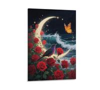 EMYXPAQM Impression Sur Toile Avec Rossignol Tableau Sur Toile Rossignol Rose Haut De Gamme Déco D'art Murale Pour Salon Chambre Cuisine Cadeau Original 08x12inch(20x30cm)