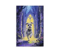 EMYXPAQM Impression Sur Toile Avec Schnauzer Tableau Sur Toile Chien Église Moderne Tableau Décoration Pour Bain Salon Chambre Restaurant Idée Cadeau 16x24inch(40x60cm)