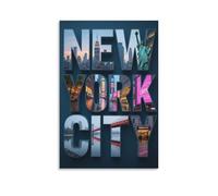 EMYXPAQM Impression Sur Toile Avec Ville de New York Tableau Sur Toile Mots Créatifs Moderne Maison Décorations Pour Chambre À Coucher Salon Entrée Cadeau Original 20x30inch(50x75cm)