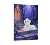 EMYXPAQM Impression Sur Toile Avec West Highland White Terrier Tableau Sur Toile Chien Église Moderne Tableau Décoration Pour Chambre, Salle De Bains, Salon Cadeau Original 20x30inch(50x75cm)