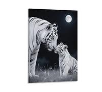 EMYXPAQM Impression Sur Toile Avec White Tigre Tableau Sur Toile Bébé Tigre Blanc Haut De Gamme Maison Décorations Pour Salle De Bain Bureau Cuisine Idée Cadeau 16x24inch(40x60cm)