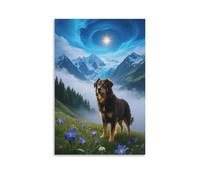 EMYXPAQM Impression Sur Toile Berger Belge Tableau Sur Toile Chien Prairie Alpine Moderne Tableau Décoration Pour Cuisine, Bureau, Bar, Idée Cadeau 20x30inch(50x75cm)
