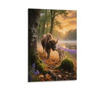 EMYXPAQM Impression Sur Toile Bison d'Europe Tableau Sur Toile Forêt Moderne DecoRation Murale Pour Salon Chambre Cuisine Cadeau Original 08x12inch(20x30cm)