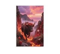 EMYXPAQM Impression Sur Toile Bison d'Europe Tableau Sur Toile Lave Moderne DecoRation Murale Pour Chambre, Salle De Bains, Salon Idée Cadeau 20x30inch(50x75cm)