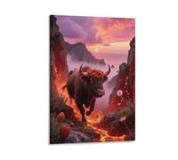 EMYXPAQM Impression Sur Toile Bison d'Europe Tableau Sur Toile Lave Moderne DecoRation Murale Pour Cuisine, Bureau, Bar, Idée Cadeau 20x30inch(50x75cm)