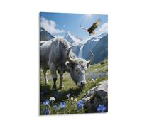 EMYXPAQM Impression Sur Toile Bison d'Europe Tableau Sur Toile Prairie Moderne DecoRation Murale Pour Salon Chambre Cuisine Idée Cadeau 16x24inch(40x60cm)
