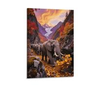 EMYXPAQM Impression Sur Toile Éléphant Tableau Sur Toile MigRation du Troupeau d'Éléphants Moderne DecoRation Murale Pour Pour Chambre Studio De Yoga Idée Cadeau 12x18inch(30x45cm)