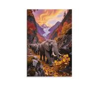 EMYXPAQM Impression Sur Toile Éléphant Tableau Sur Toile MigRation du Troupeau d'Éléphants Moderne DecoRation Murale Pour Cuisine, Bureau, Bar, Idée Cadeau 16x24inch(40x60cm)