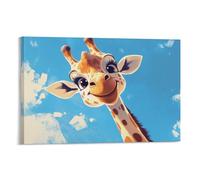 EMYXPAQM Impression Sur Toile Girafe souriante Peintures Tableau Decoration Murale Salon Chambre 12x18inch(30x45cm)