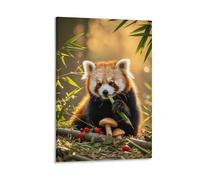 EMYXPAQM Impression Sur Toile Panda Roux Tableau Sur Toile Panda roux Hommegeant du bambou Haut De Gamme Tableau Décoration Pour Cuisine, Bureau, Bar, Idée Cadeau 16x24inch(40x60cm)