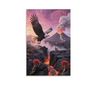EMYXPAQM Impression Sur Toile Pygargue à Tête Blanche Tableau Sur Toile Volcan Moderne DecoRation Murale Pour Cuisine, Bureau, Bar, Idée Cadeau 12x18inch(30x45cm)