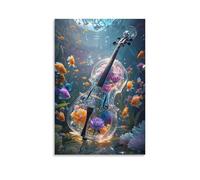 EMYXPAQM Impression Sur Toile Violoncelle Tableau Sur Toile Fleur de cristal violoncelle Haut De Gamme Tableau Décoration Pour Cuisine, Bureau, Bar, Idée Cadeau 16x24inch(40x60cm)